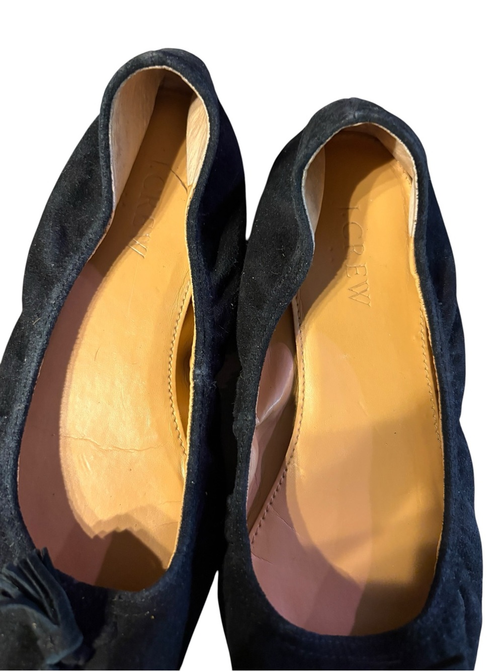 Women's Black Suede Pointed Toe Tassel Ballet Flats - Picture 11 of 16